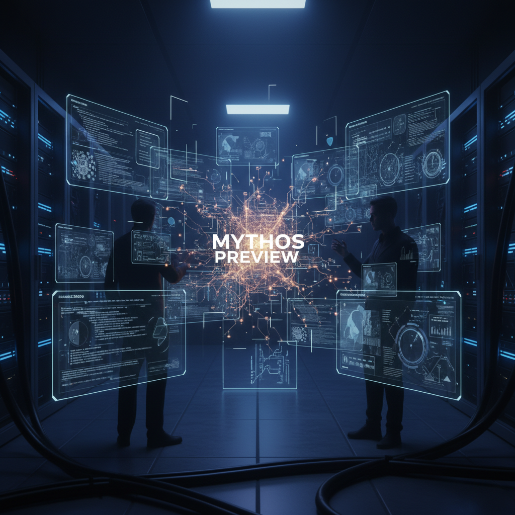 Илюстрация на ИИ модела Mythos в защитена среда на НСА