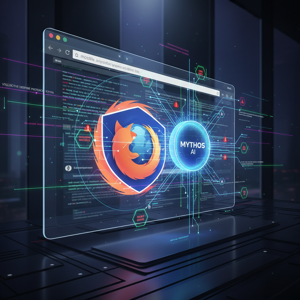Илюстрация на ИИ система за сигурност анализираща Firefox