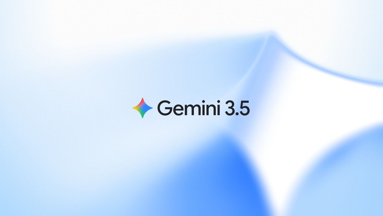 Логото на Gemini 3.5 Flash на син фон