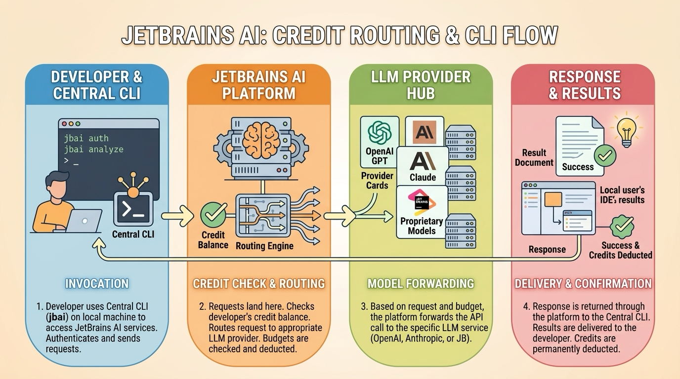 JetBrains AI credit flow infographic