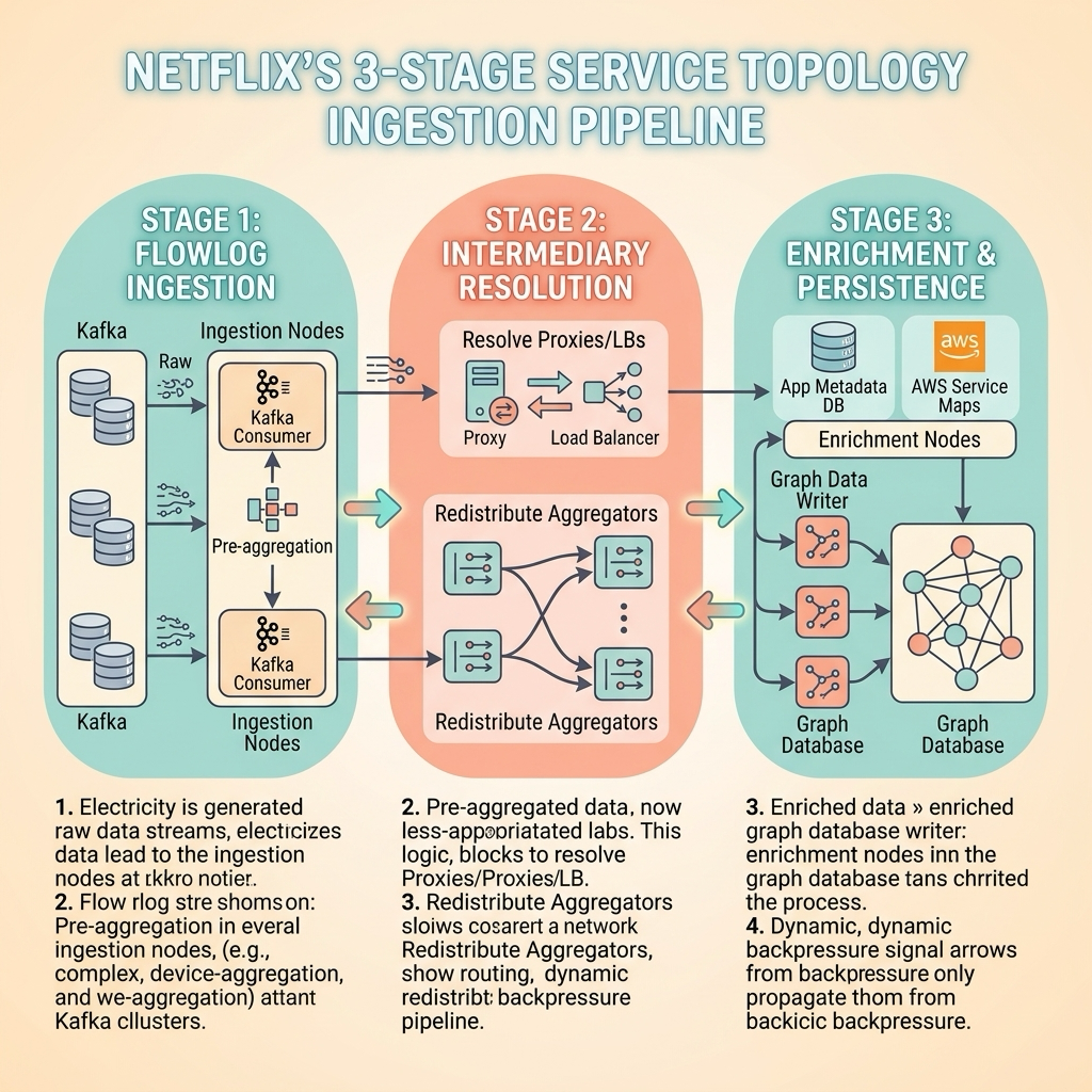 Архитектурна инфографика на триетапния тръбопровод на Netflix
