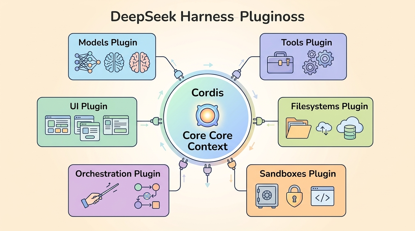 Диаграма на архитектурата на DeepSeek Harness