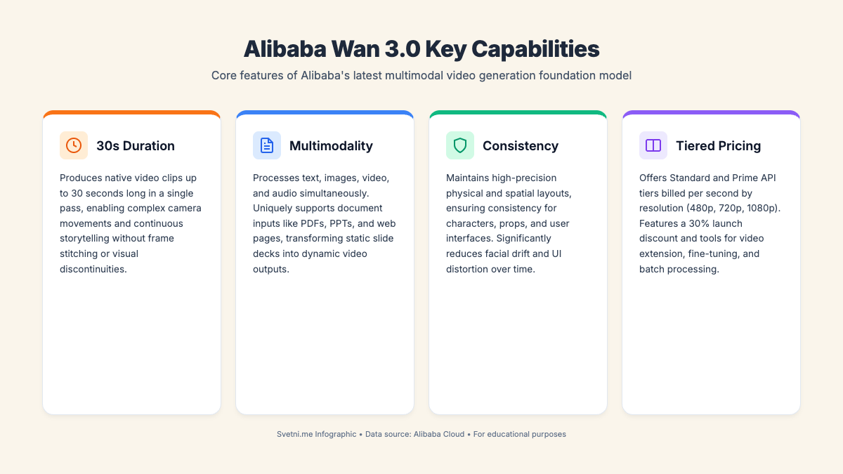 Инфографика за възможностите на Alibaba Wan 3.0