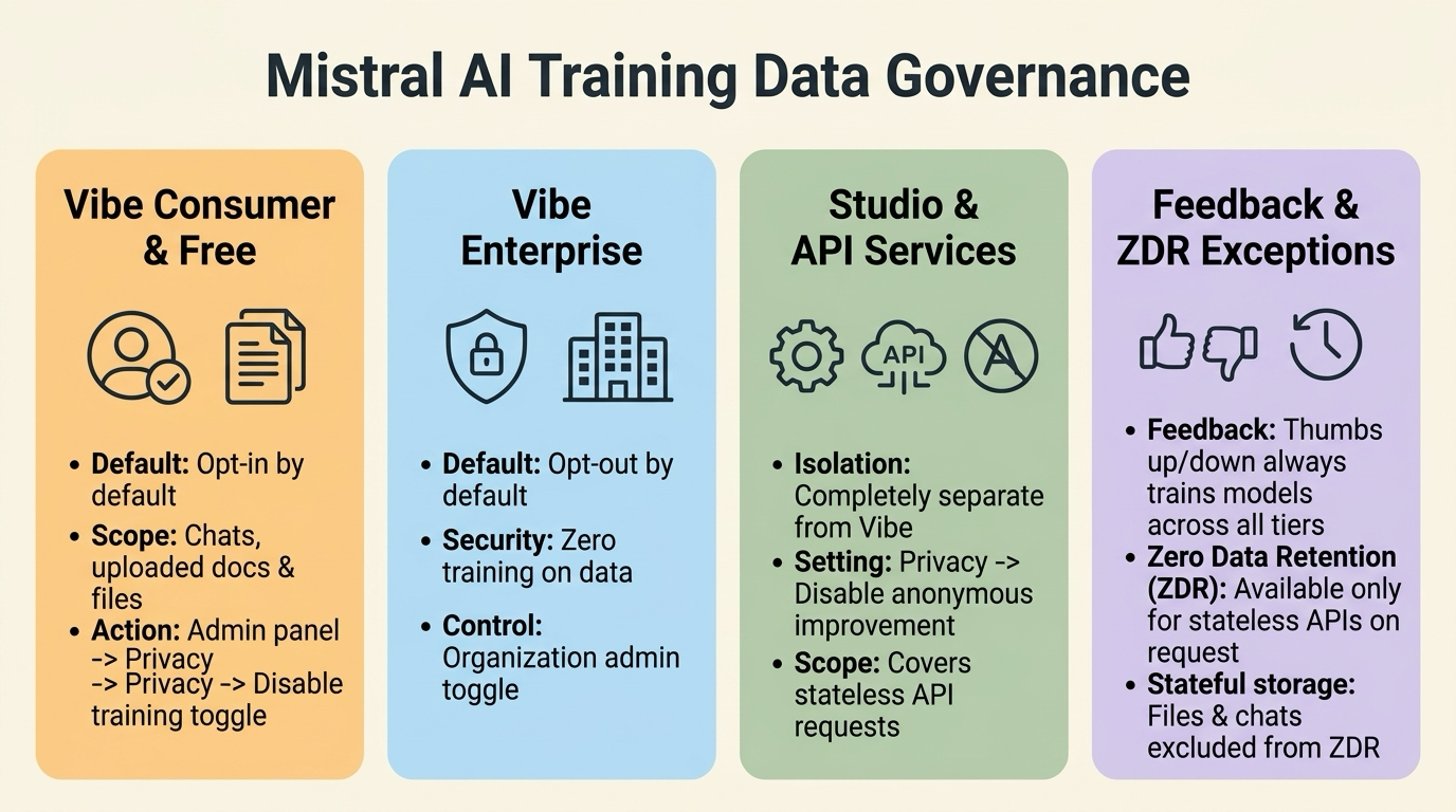 Инфографика за управлението на данните за обучение в Mistral AI