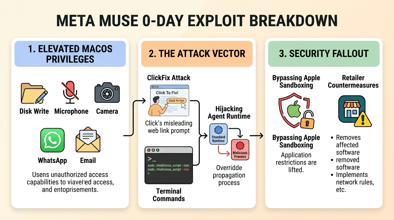 Инфографика за вектора на атака и системните разрешения в Meta Muse