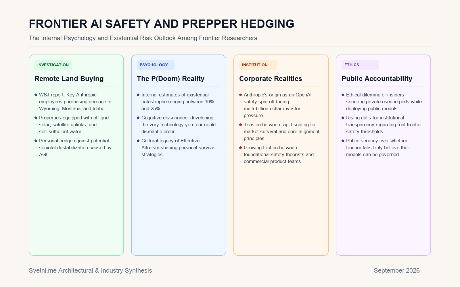 Инфографика за FRONTIER AI SAFETY AND PREPPER HEDGING