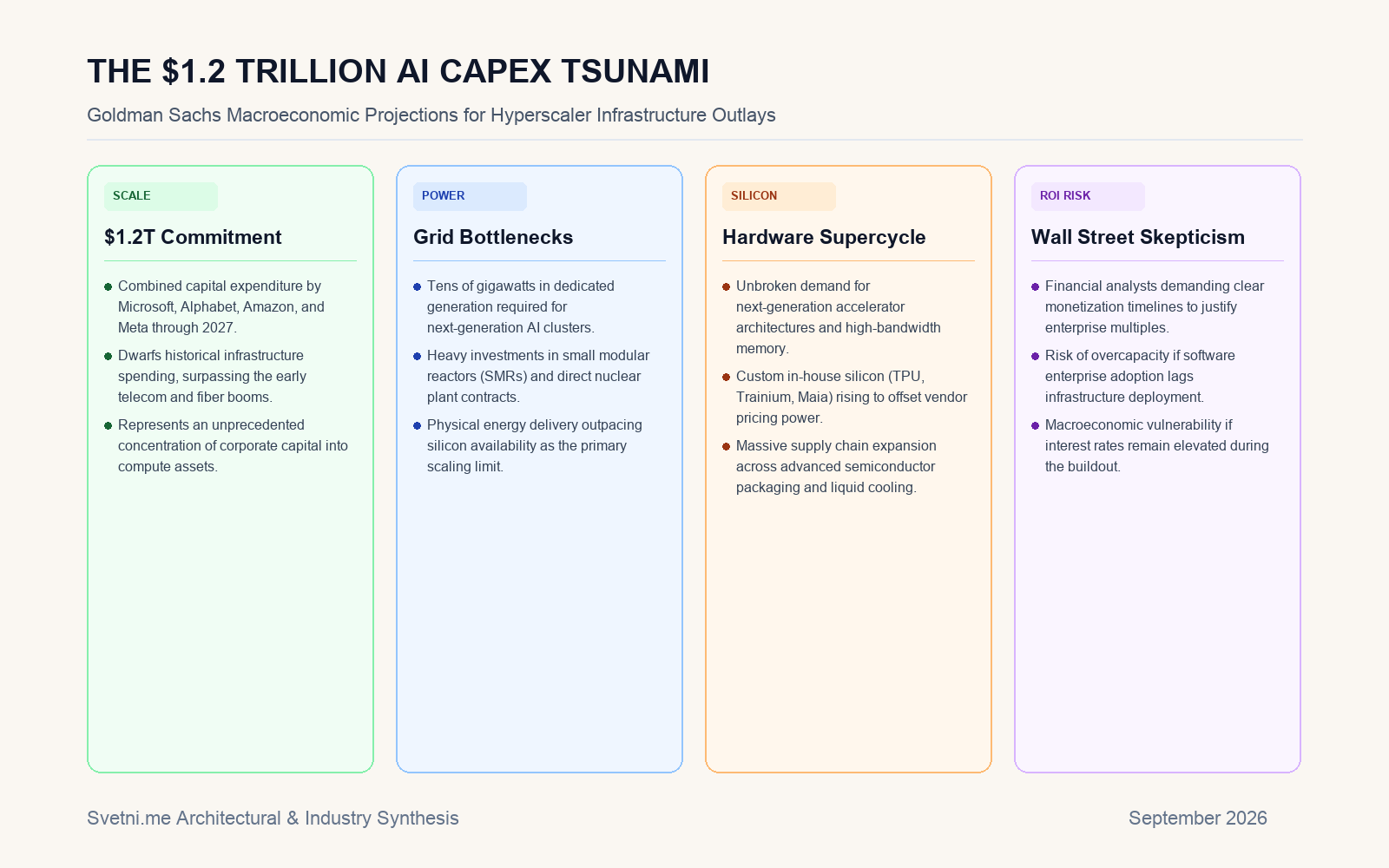 Инфографика за THE $1.2 TRILLION AI CAPEX TSUNAMI