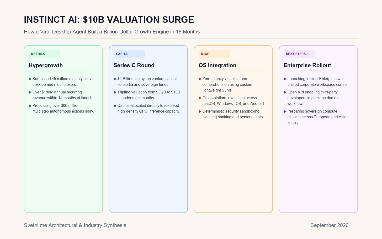 Инфографика за INSTINCT AI: $10B VALUATION SURGE