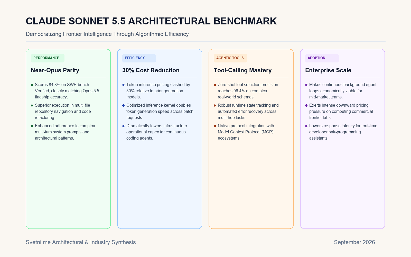 Инфографика за CLAUDE SONNET 5.5 ARCHITECTURAL BENCHMARK