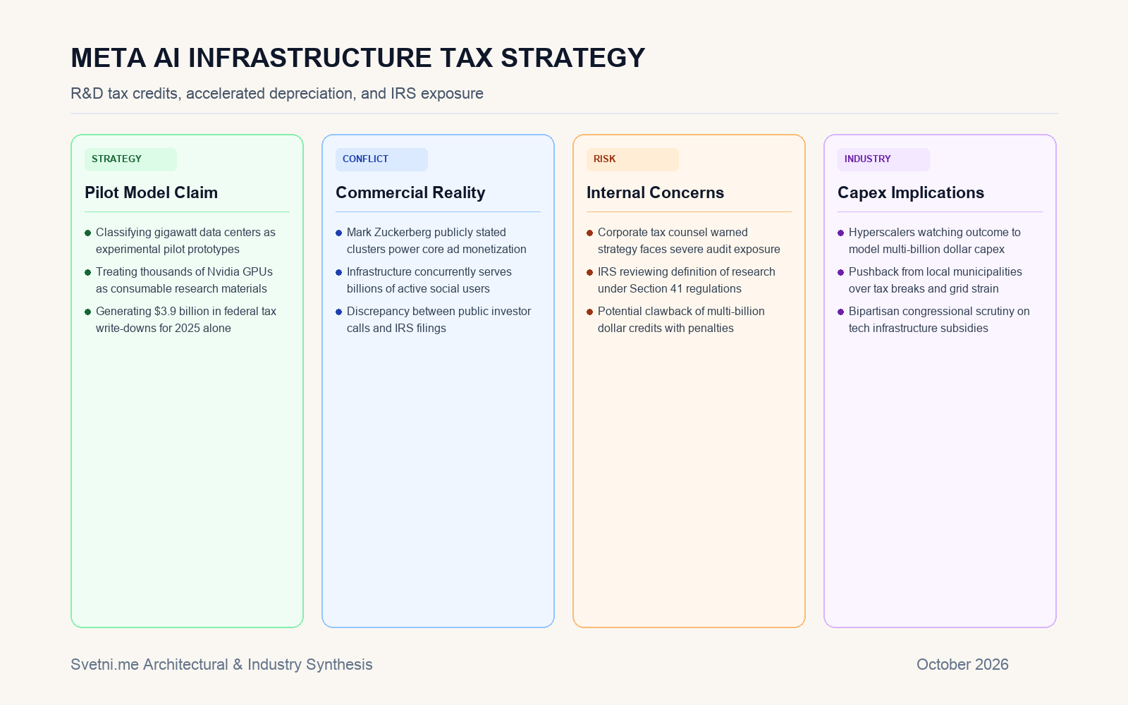 Инфографика за Meta AI Infrastructure Tax Strategy
