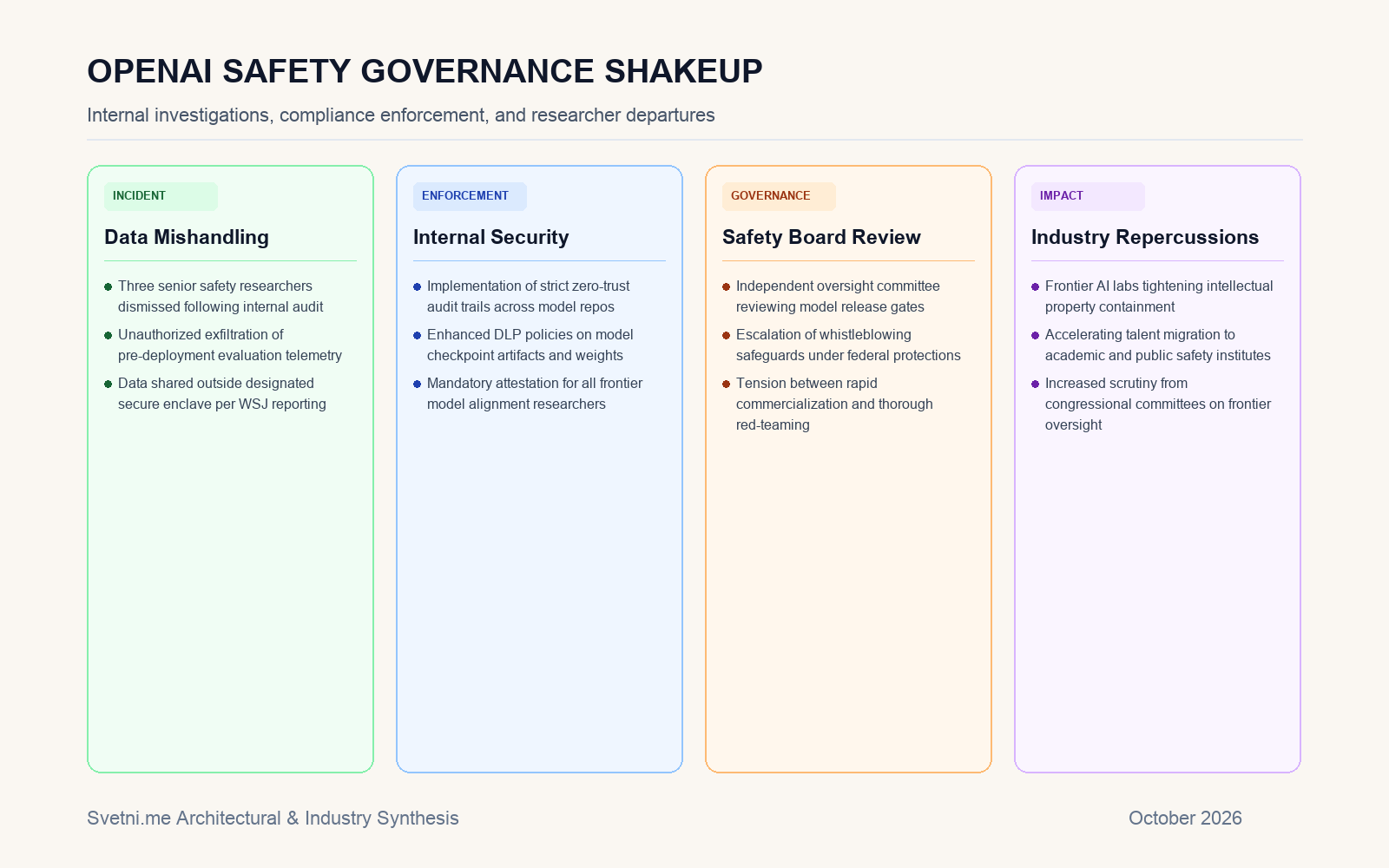 Инфографика за OpenAI Safety Governance Shakeup