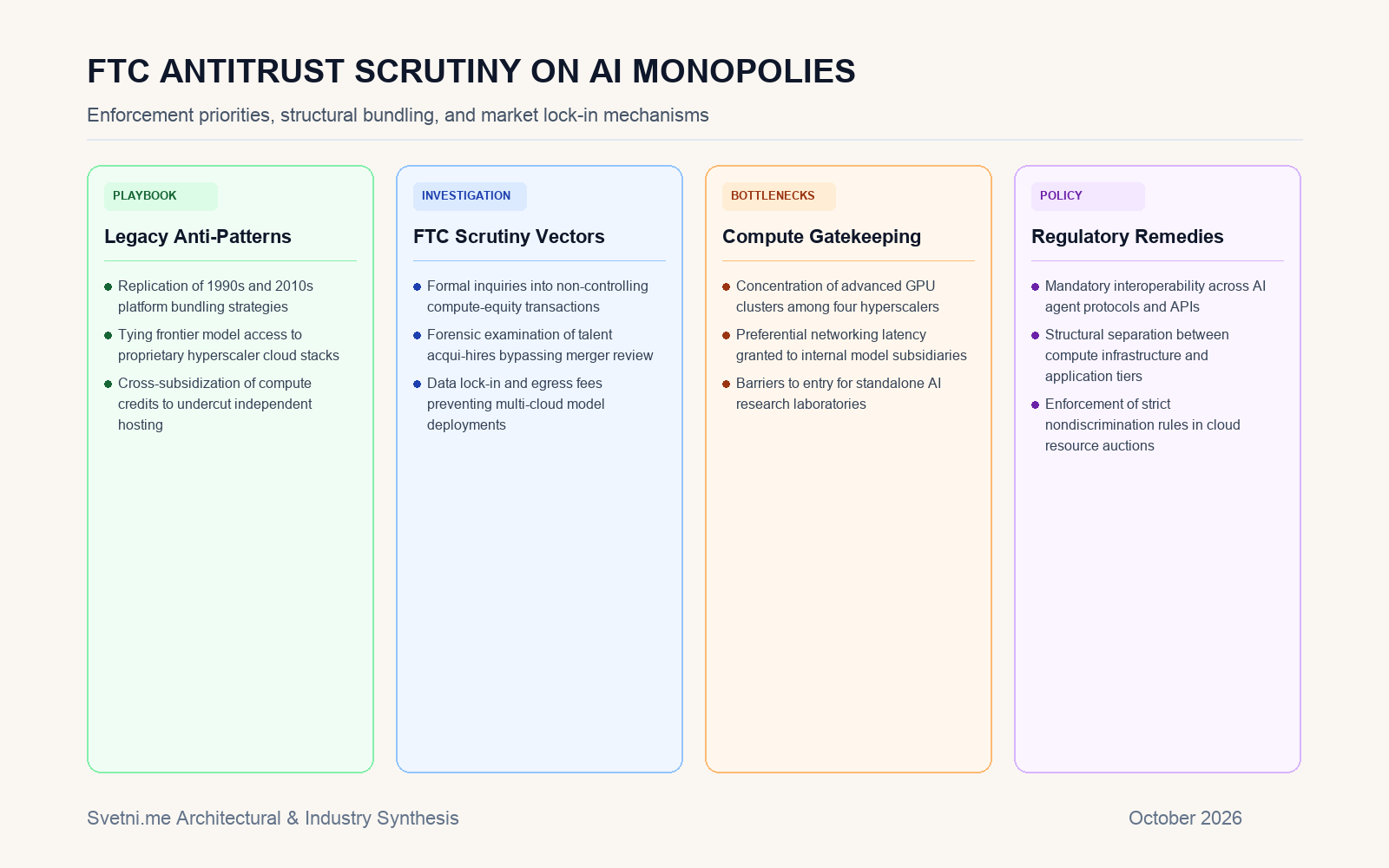 Инфографика: Антитръстови механизми и регулация на AI монополите