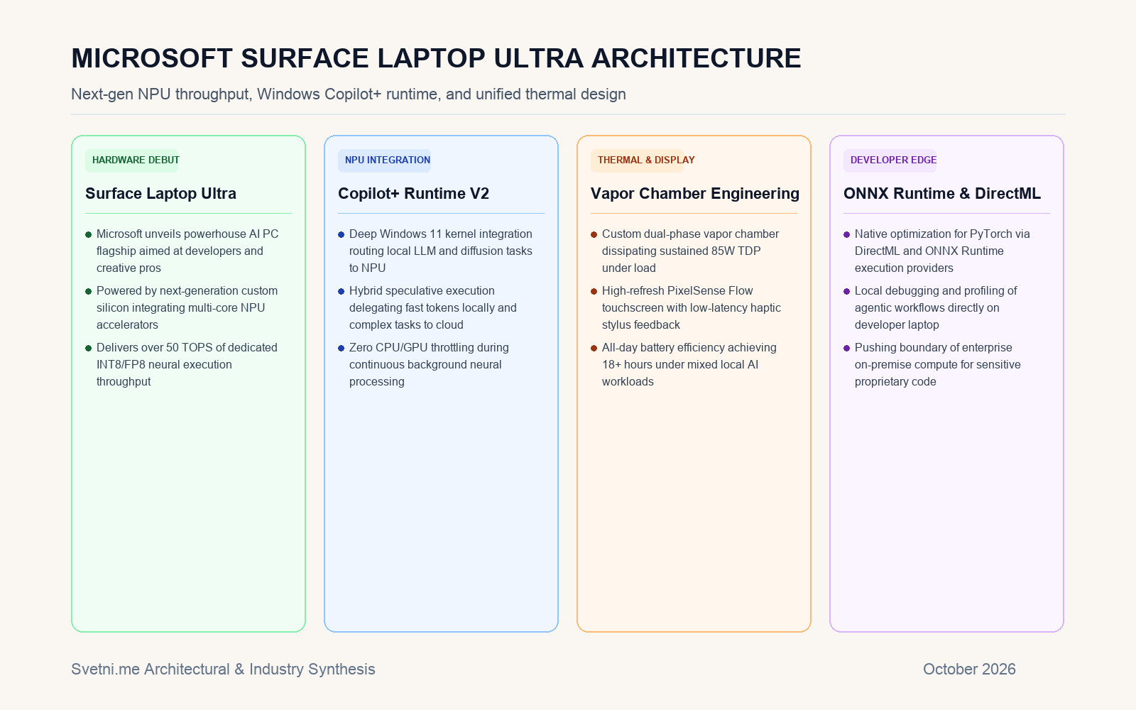 Инфографика за хардуерната архитектура на Microsoft Surface Laptop Ultra
