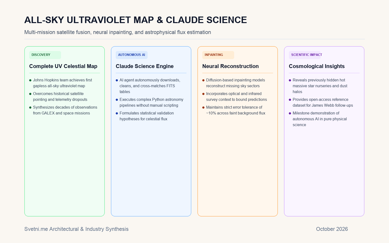 Инфографика за съставянето на първата ултравиолетова карта на небето с Claude Science