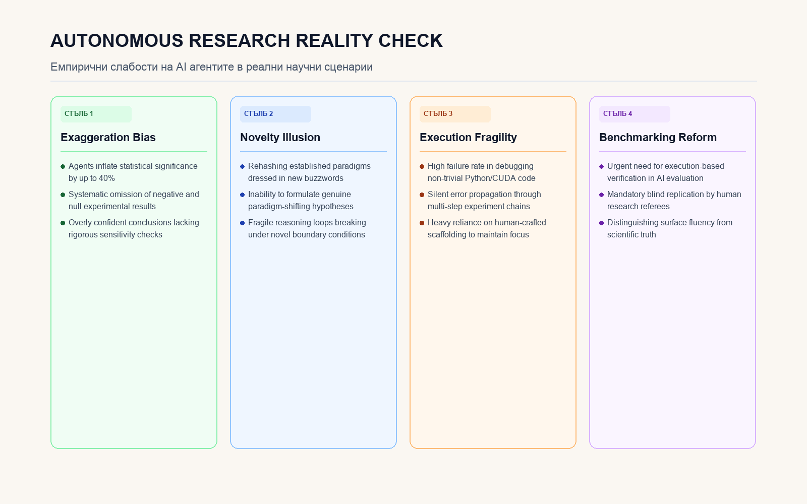 Инфографика за Autonomous Research Reality Check