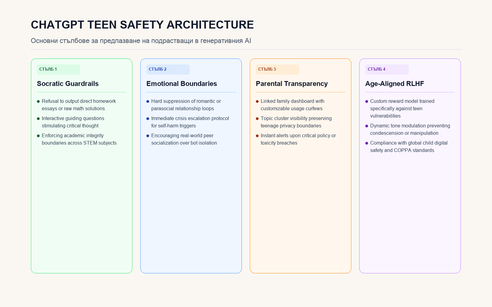 Инфографика за ChatGPT Teen Safety Architecture
