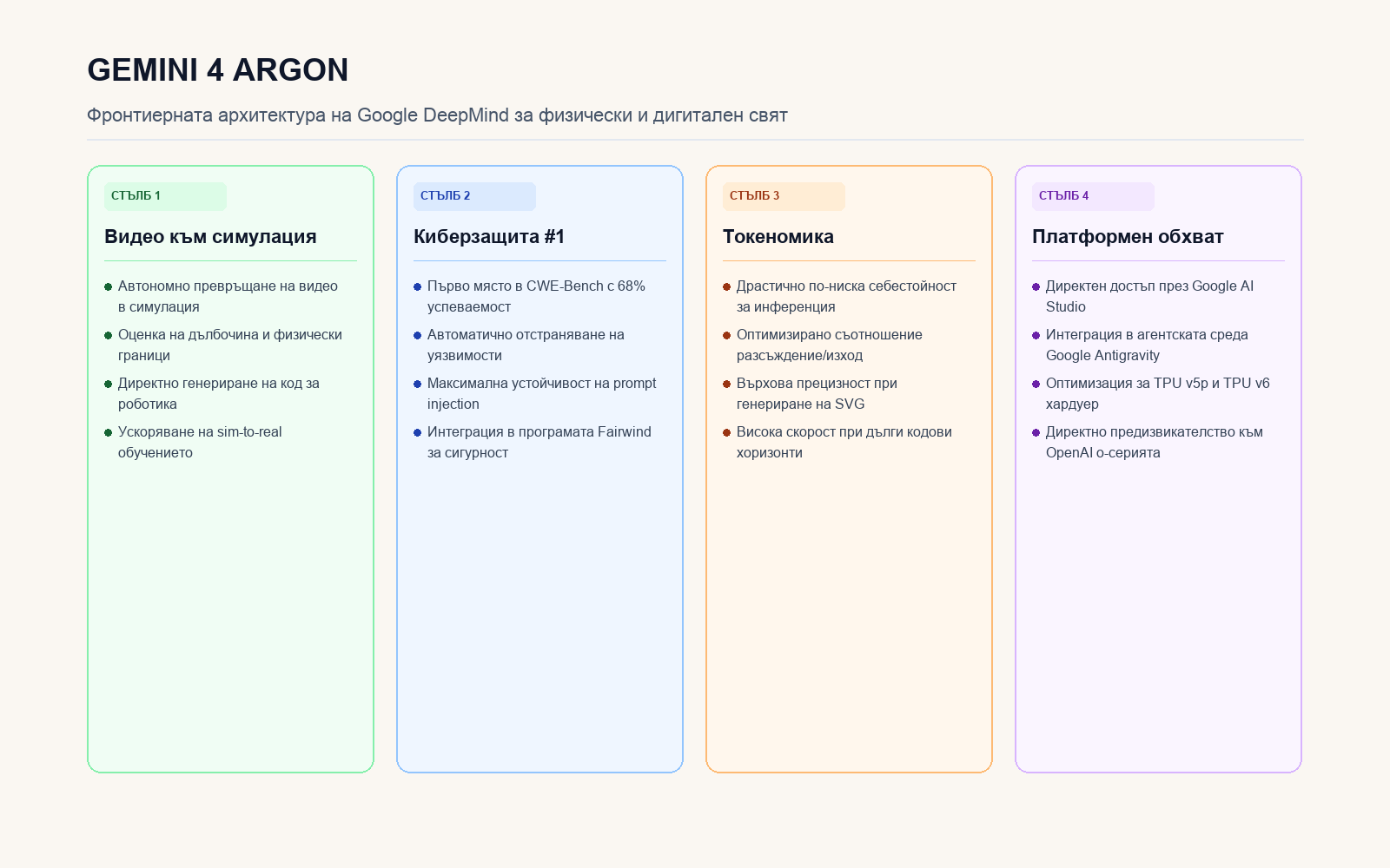 Инфографика: Архитектурните стълбове на Gemini 4 Argon