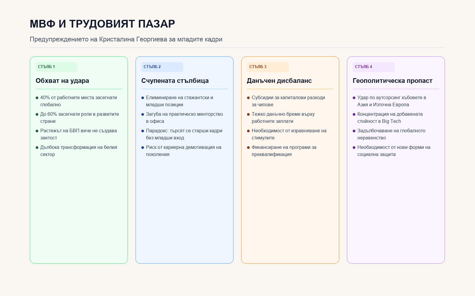 Инфографика: AI и кризата на кариерната стълбица