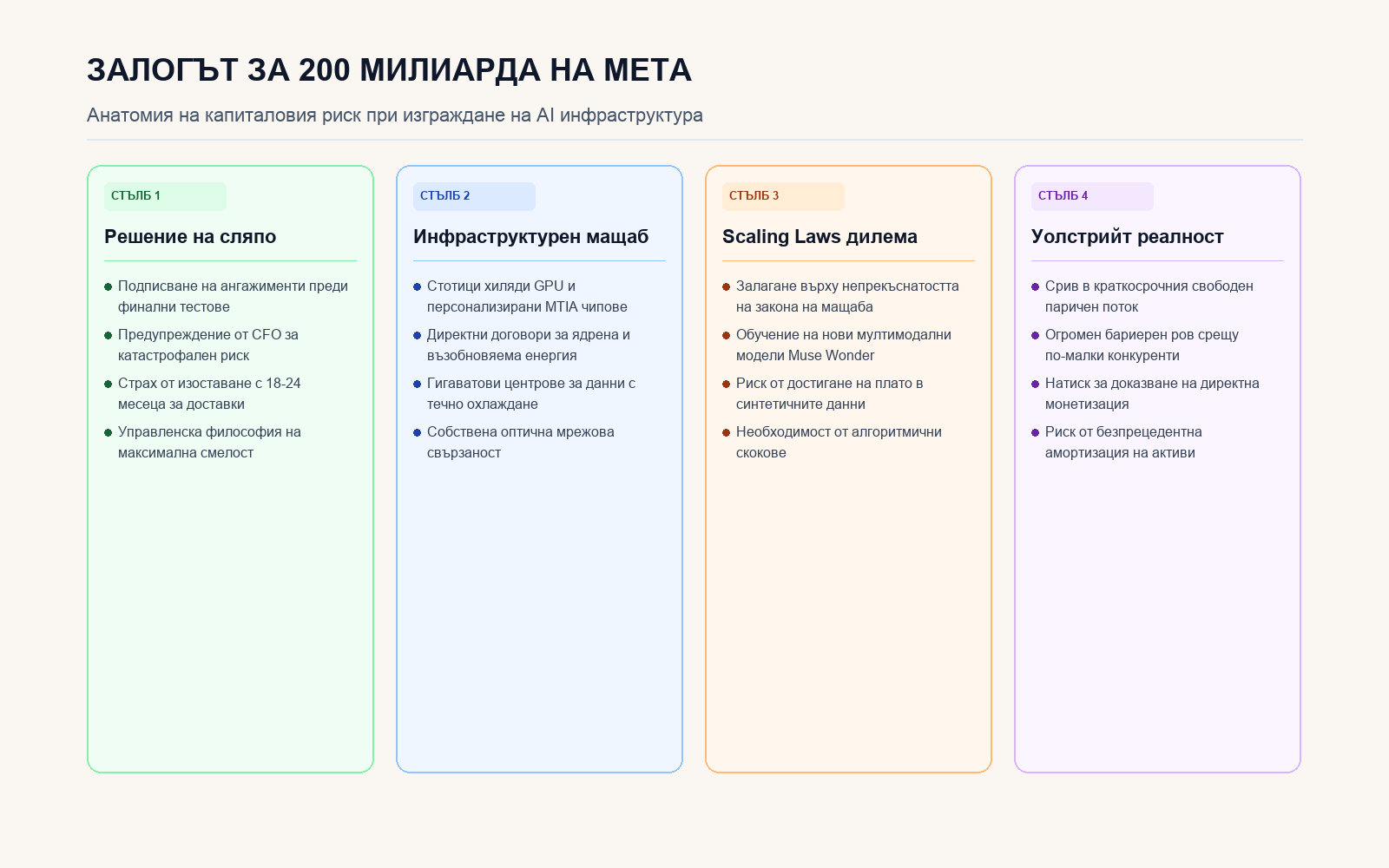 Инфографика: Архитектура на 200-милиардния залог на Meta