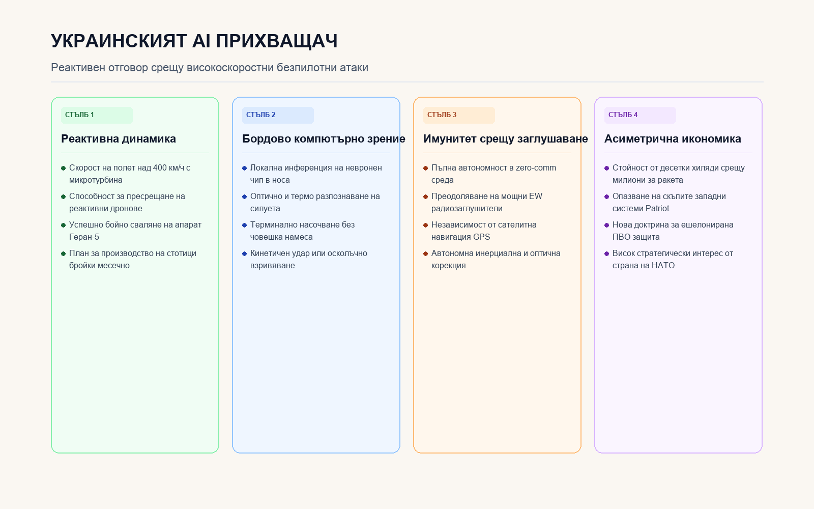 Инфографика: Архитектура на украинския реактивен AI прихващач