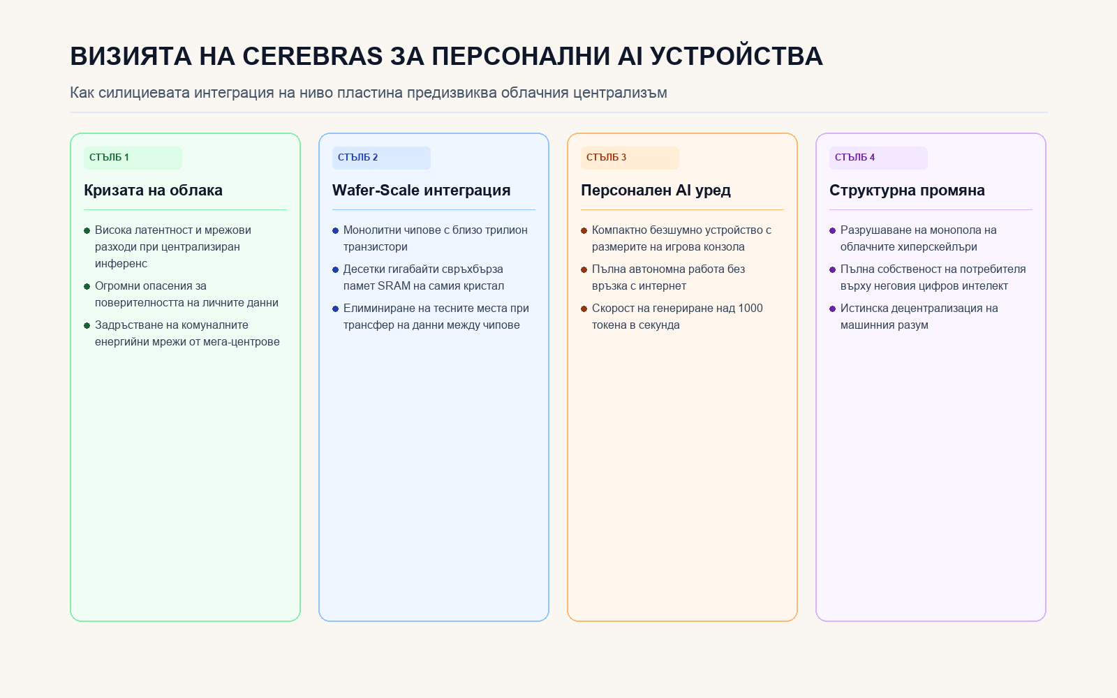 Инфографика: Визията на Cerebras за персонални AI устройства