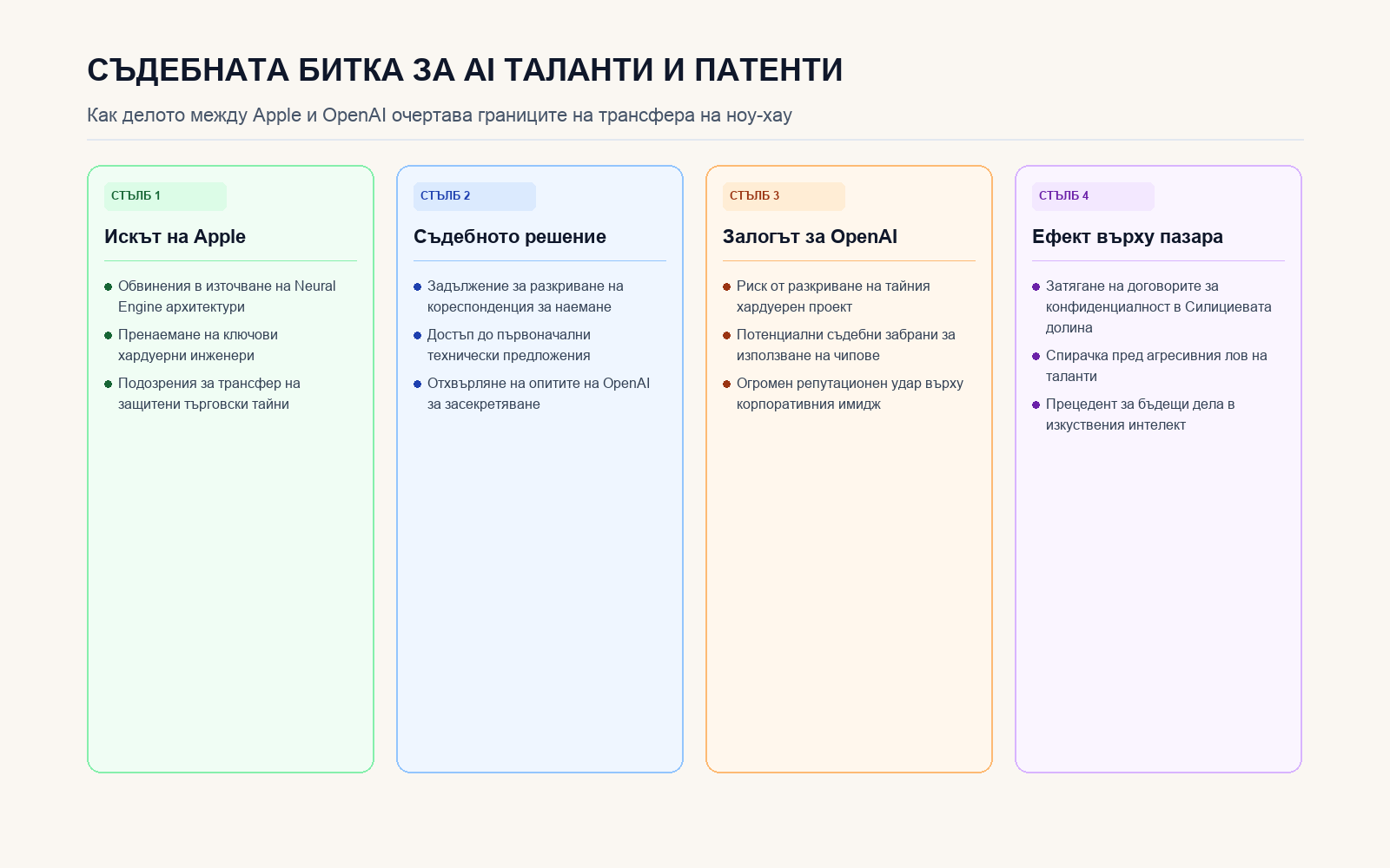 Инфографика: Съдебната битка за AI таланти и патенти