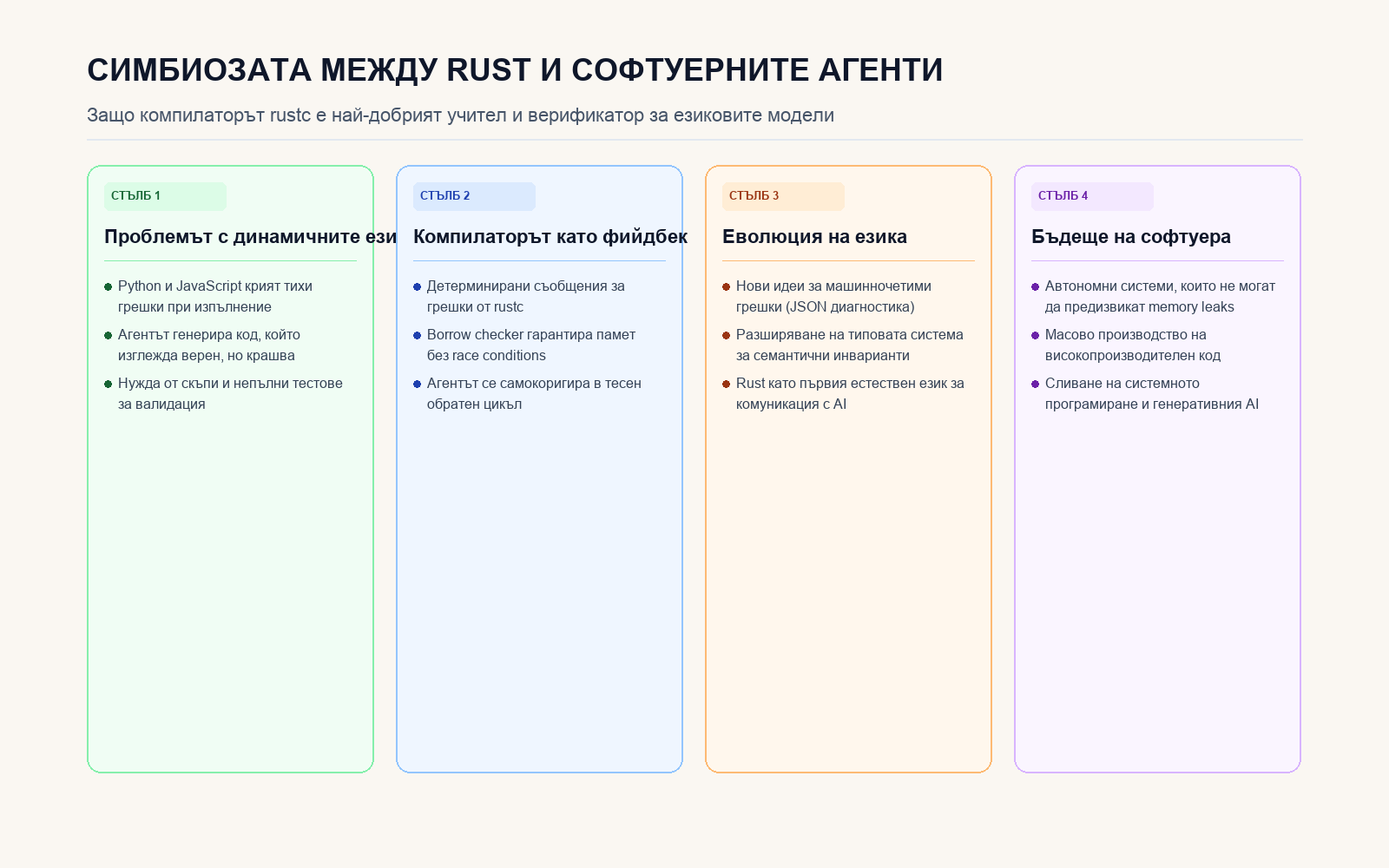 Инфографика: Симбиозата между Rust и софтуерните агенти