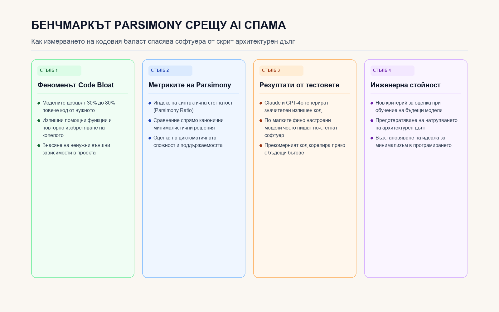 Инфографика: Бенчмаркът Parsimony срещу AI спама