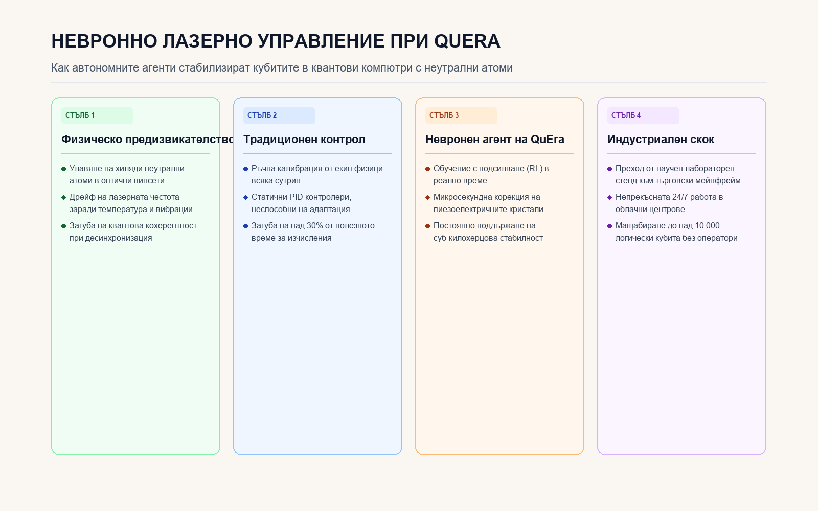 Инфографика: Невронно лазерно управление при QuEra