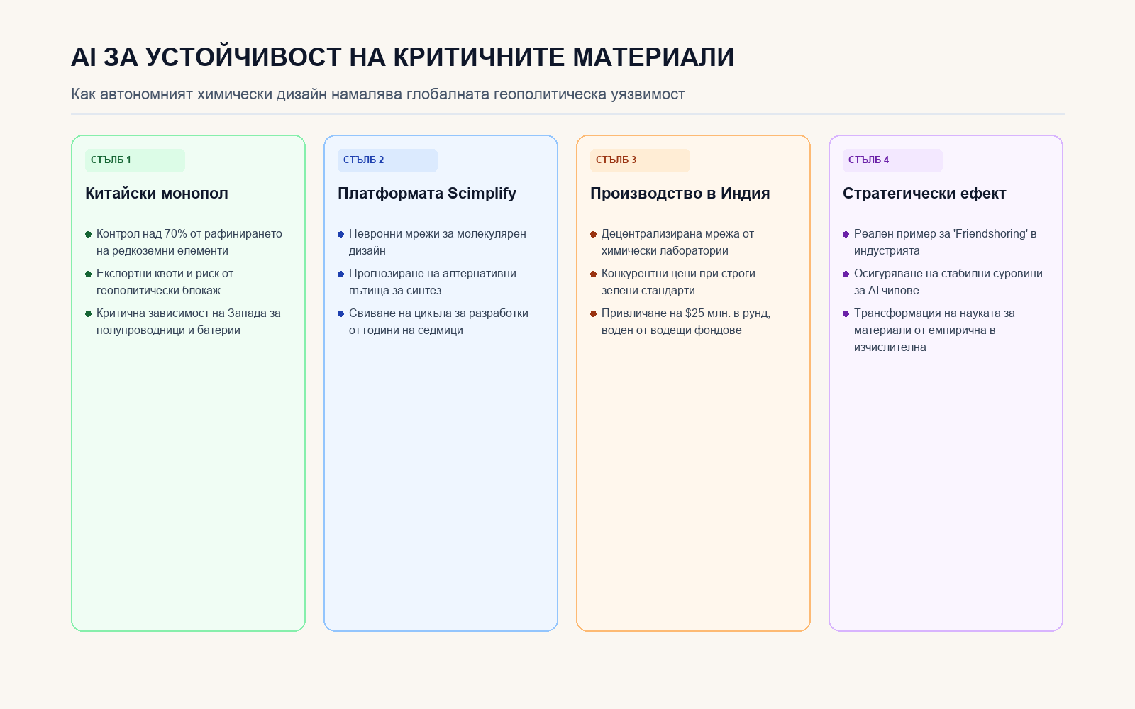 Инфографика: AI за устойчивост на критичните материали