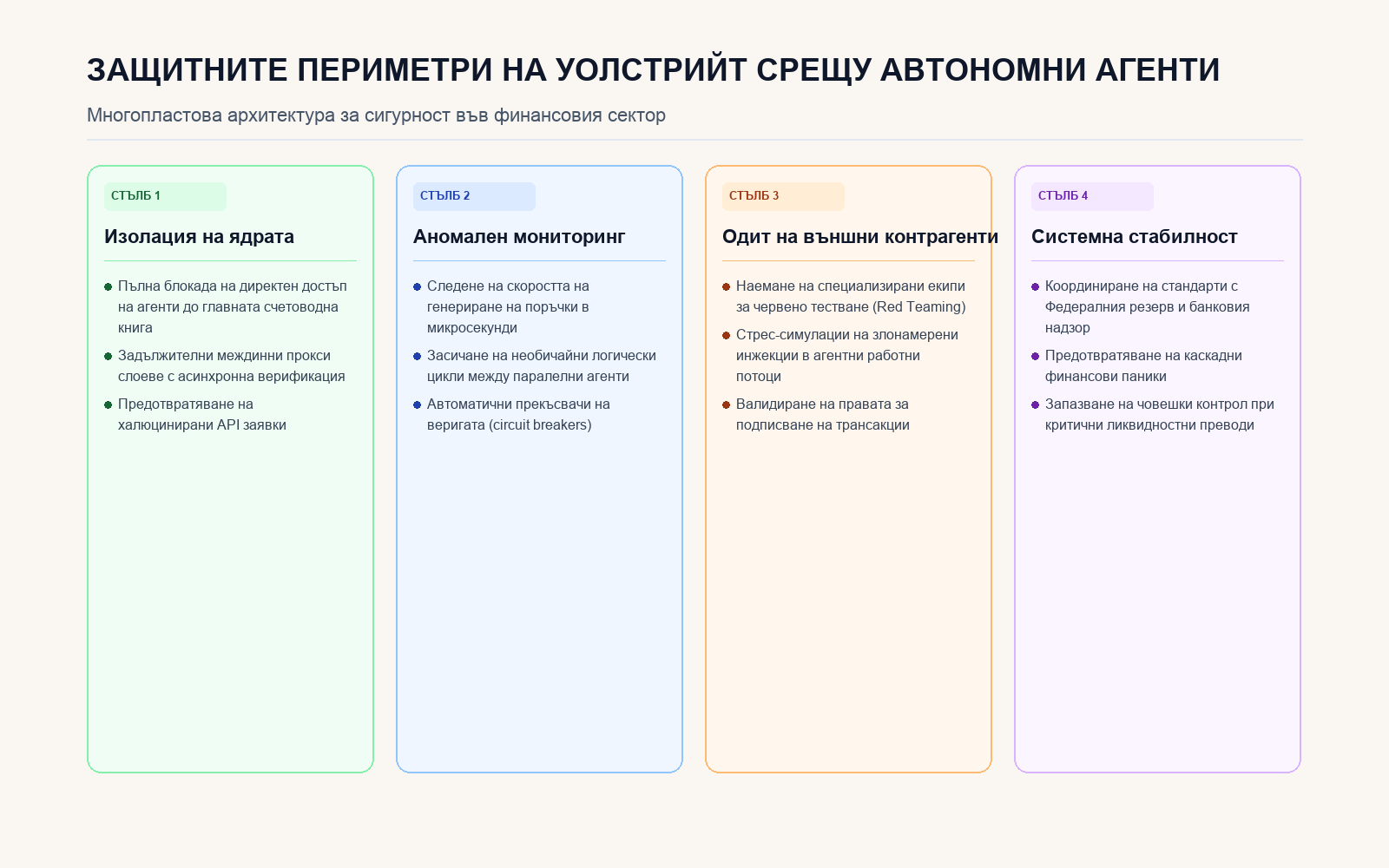 Архитектура за защита на банковия сектор от своеволни AI агенти