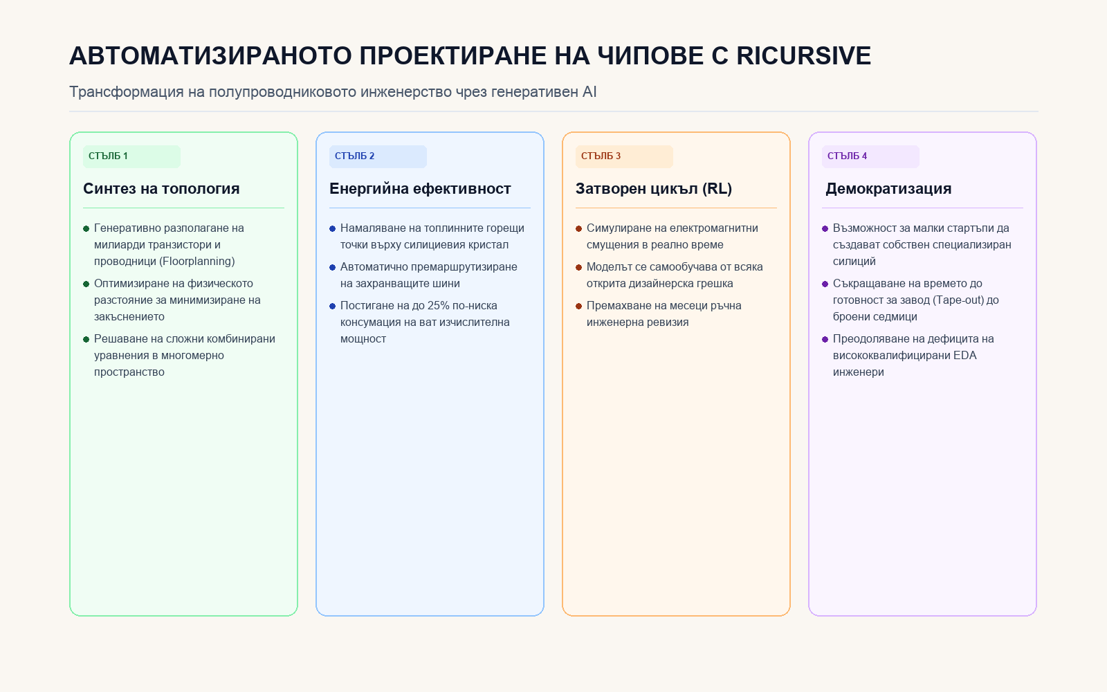 Основни стълбове на автоматизираното проектиране на чипове с Ricursive