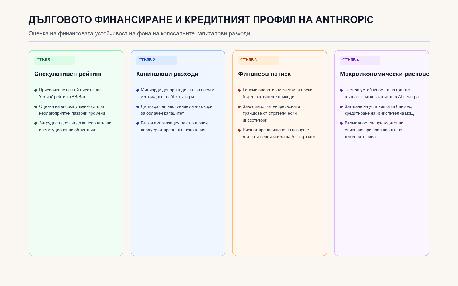Инфографика: Дълговото финансиране и кредитният профил на Anthropic