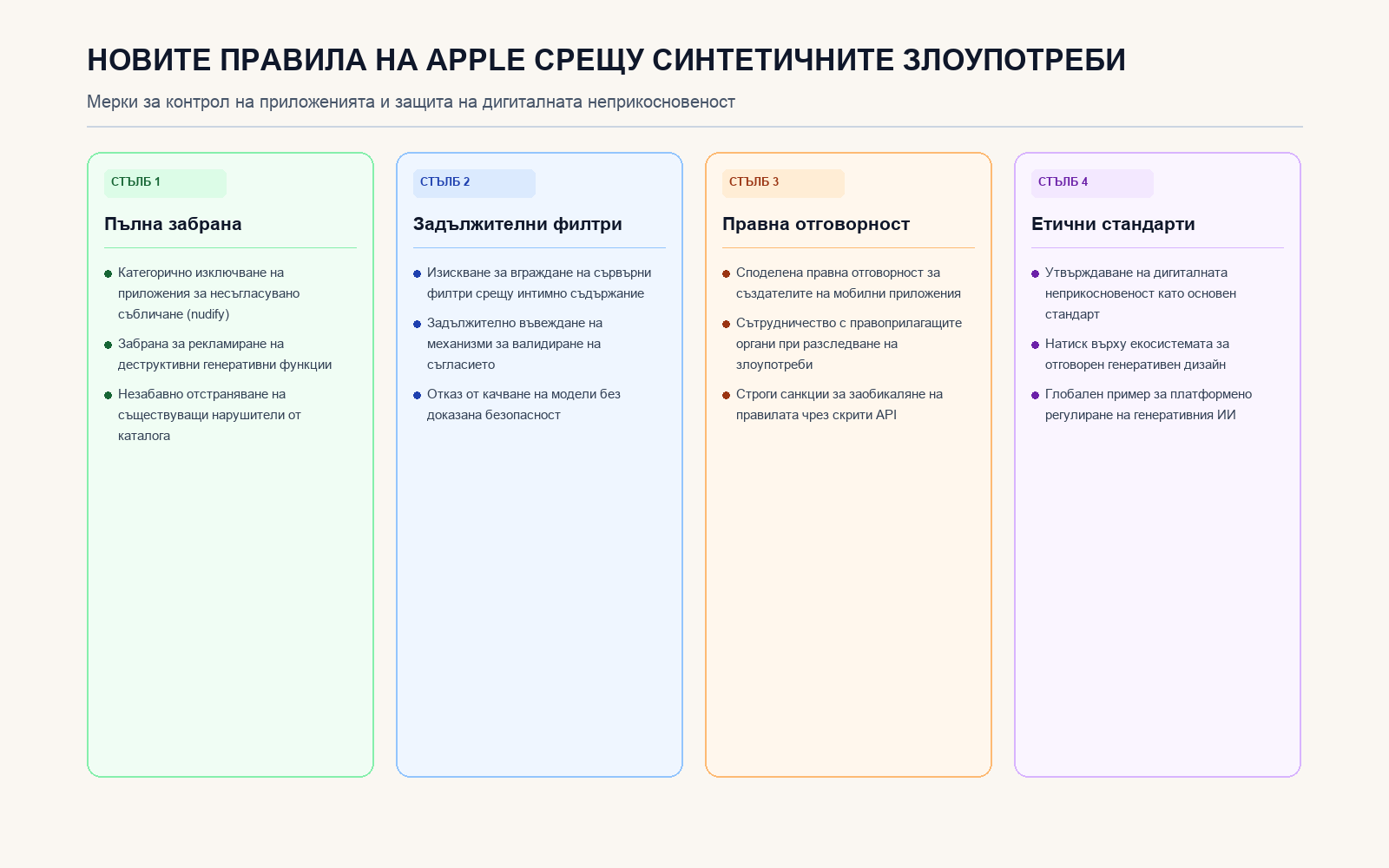 Инфографика: Новите правила на Apple срещу синтетичните злоупотреби