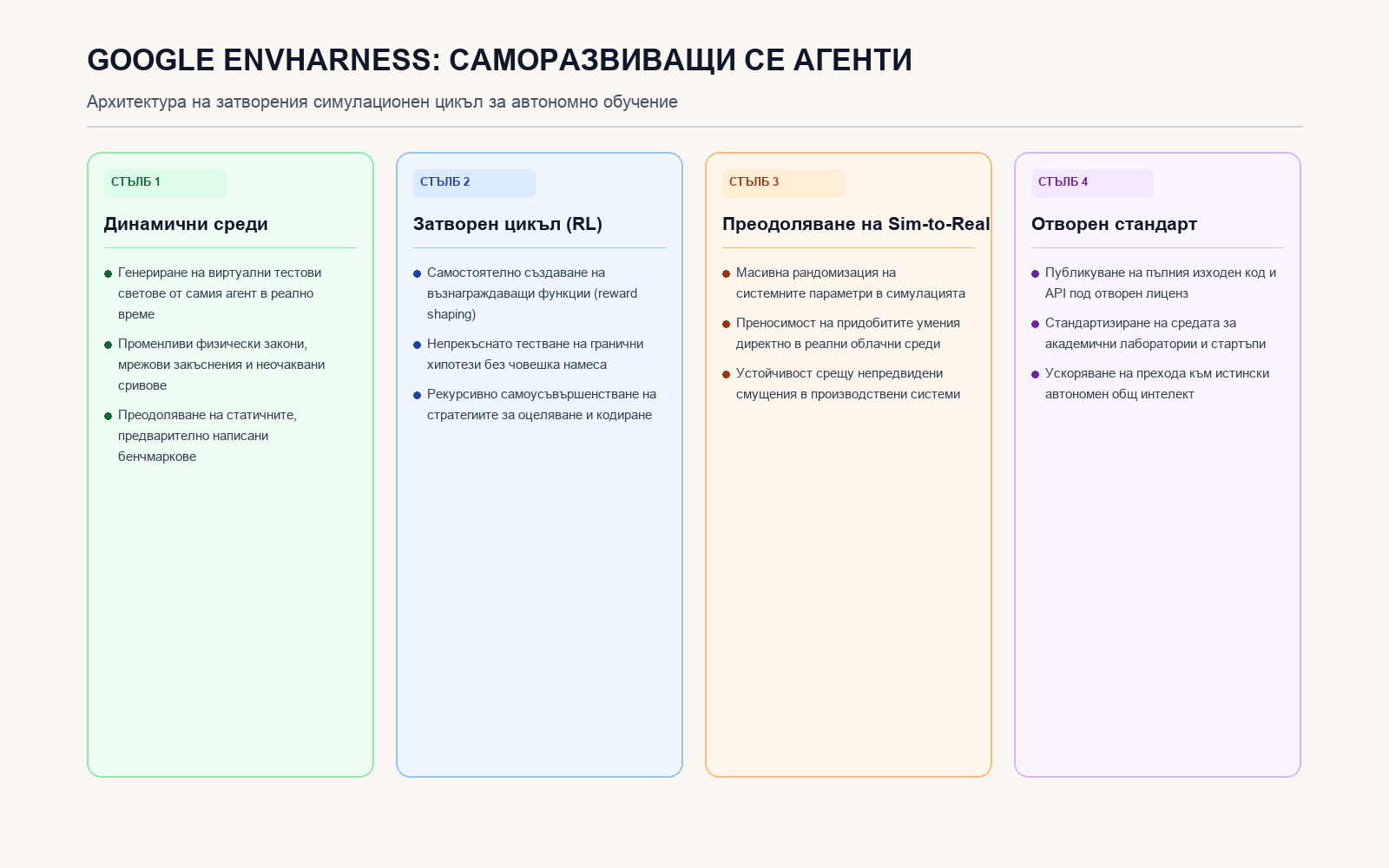 Инфографика: Google EnvHarness: Саморазвиващи се агенти
