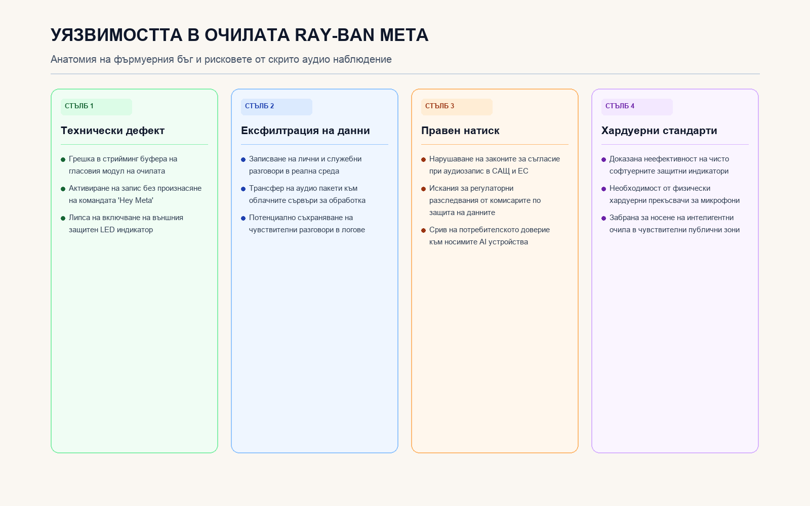 Инфографика: Уязвимостта в очилата Ray-Ban Meta