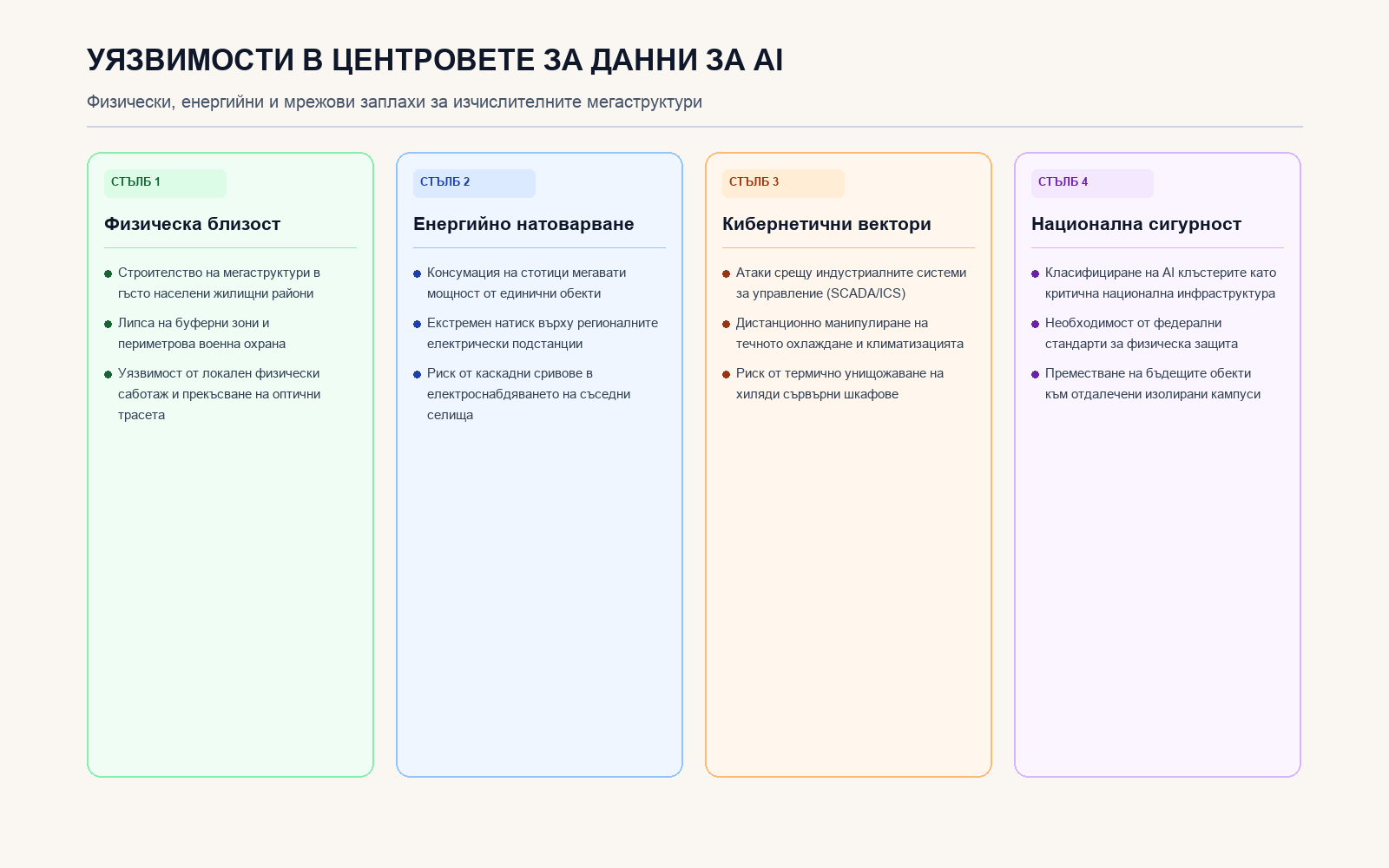 Инфографика: Уязвимости в центровете за данни за AI