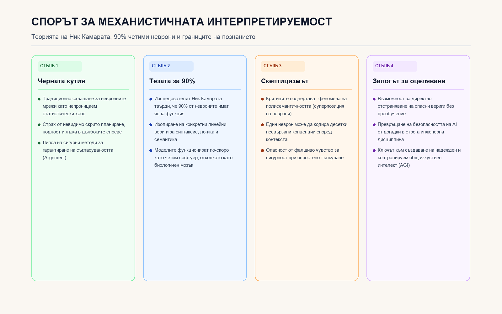 Инфографика: Спорът за механистичната интерпретируемост