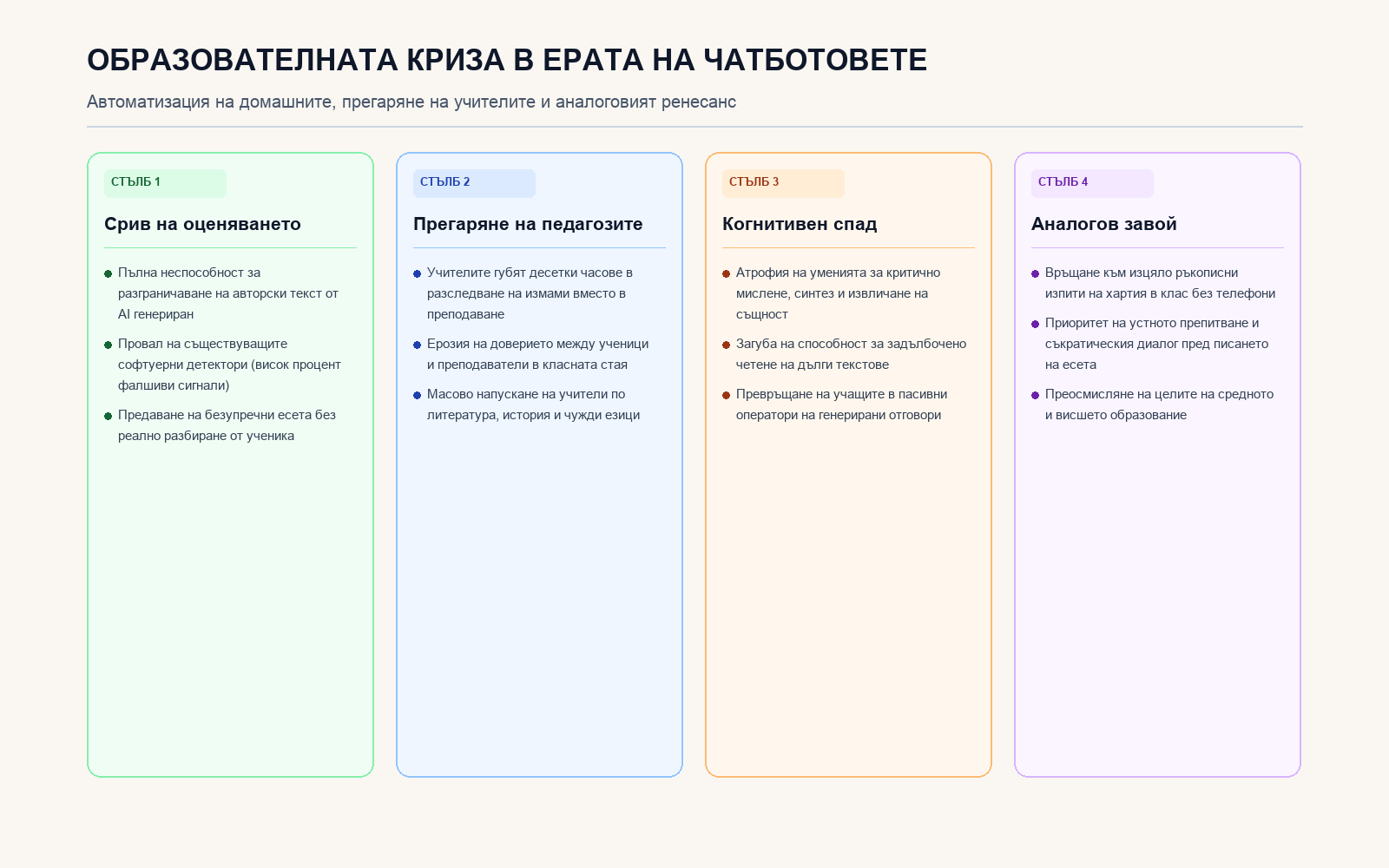 Инфографика: Образователната криза в ерата на чатботовете
