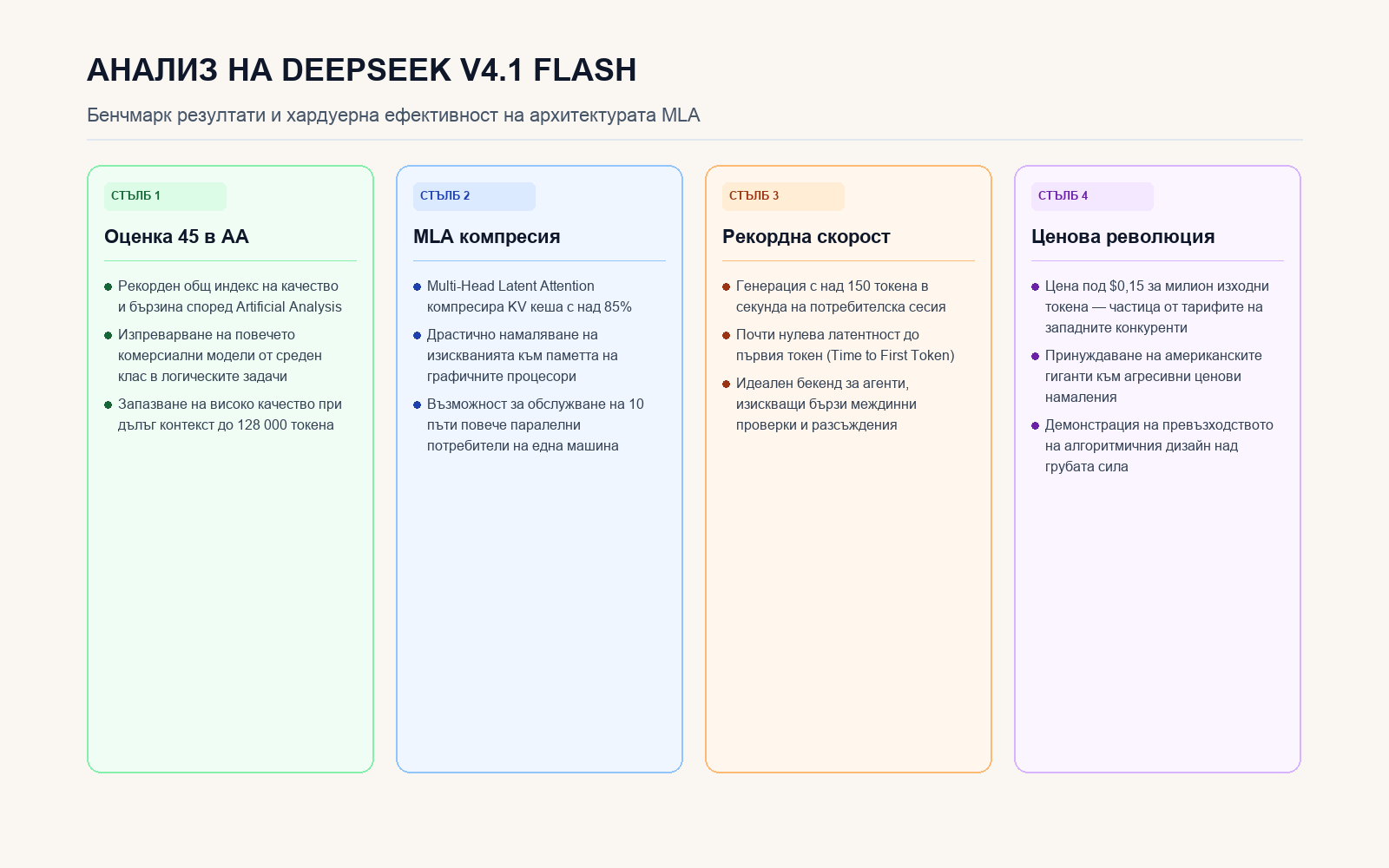 Стълбове на бенчмарк резултатите и технологичните предимства на DeepSeek v4.1 Flash