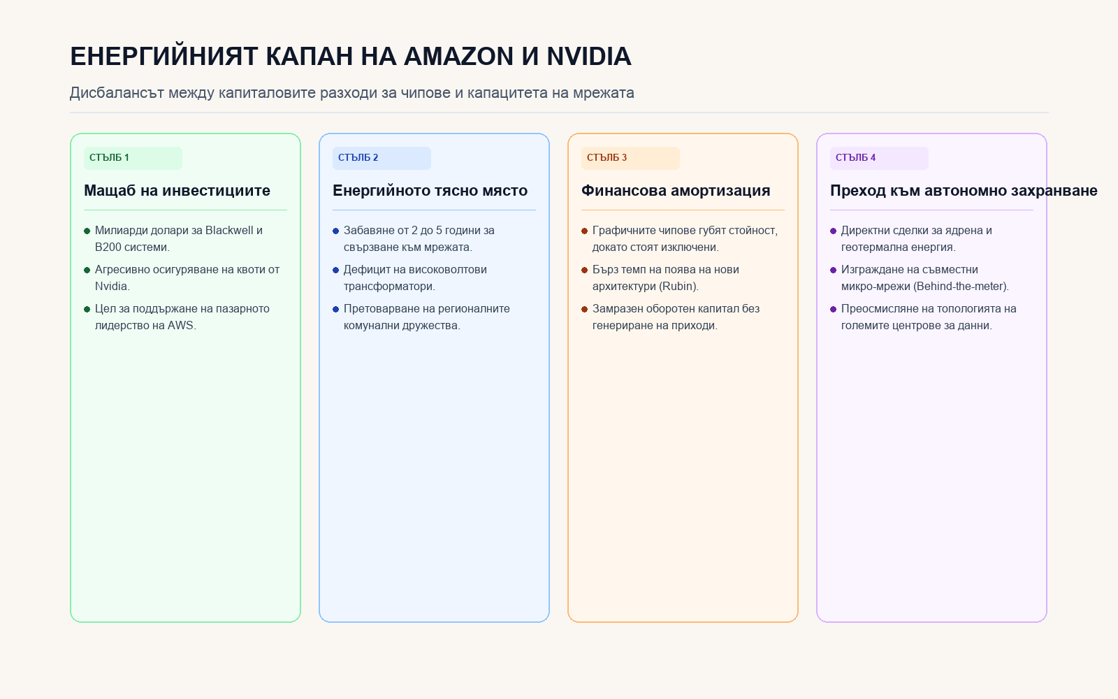 Инфографика: Енергийният капан на Amazon и Nvidia