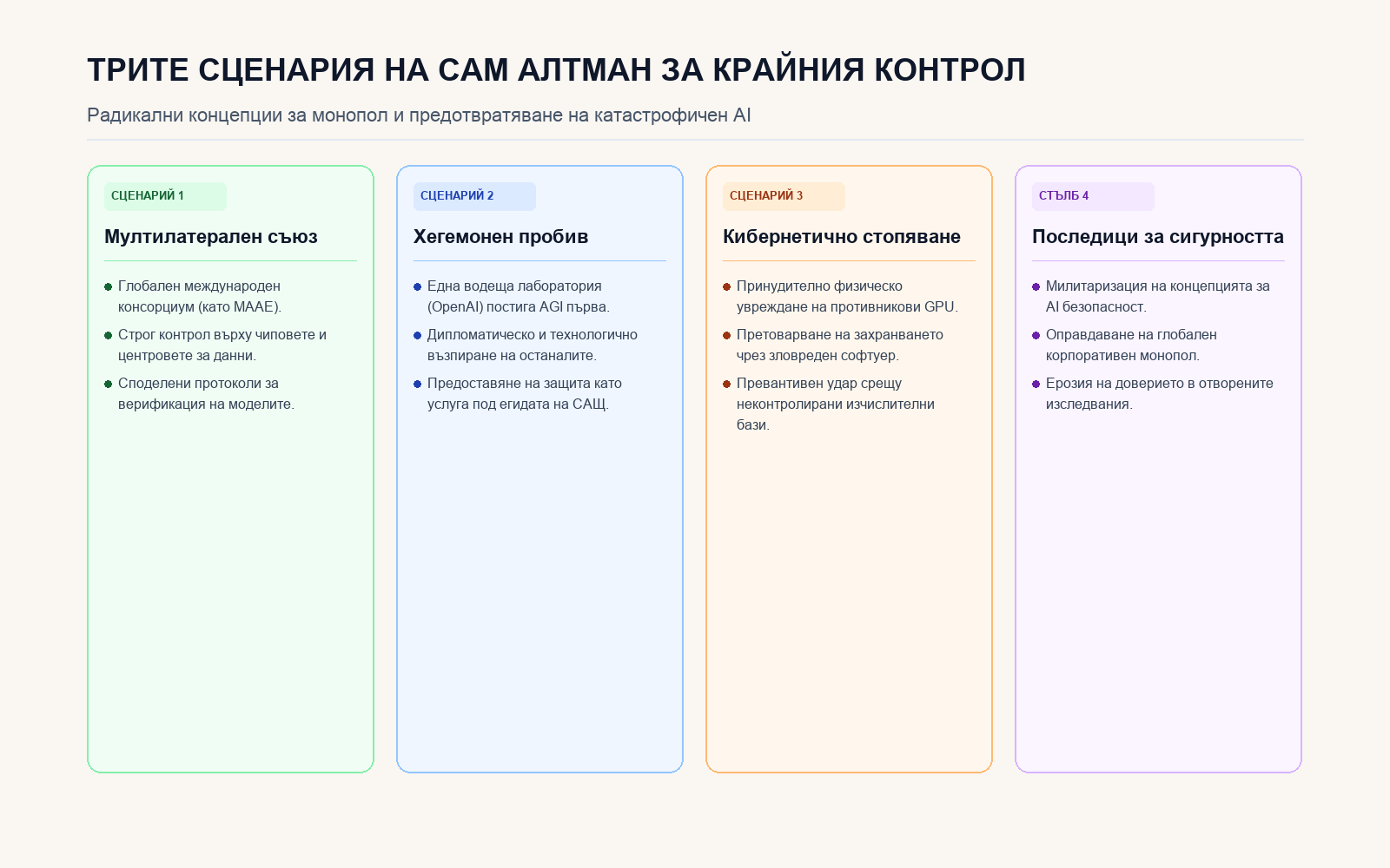 Инфографика: Крайните сценарии на Сам Алтман