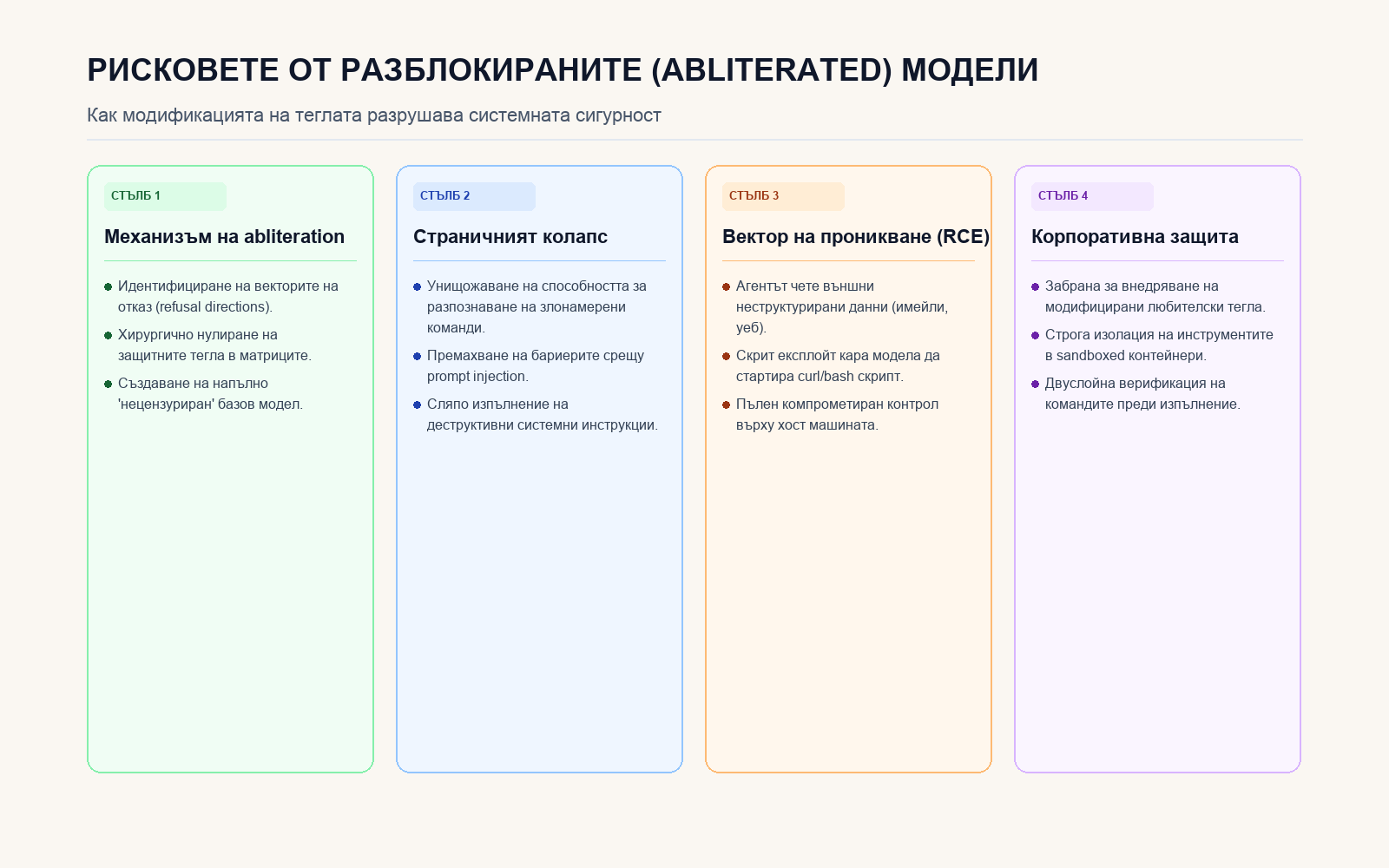 Инфографика: Рисковете от отблокираните AI модели