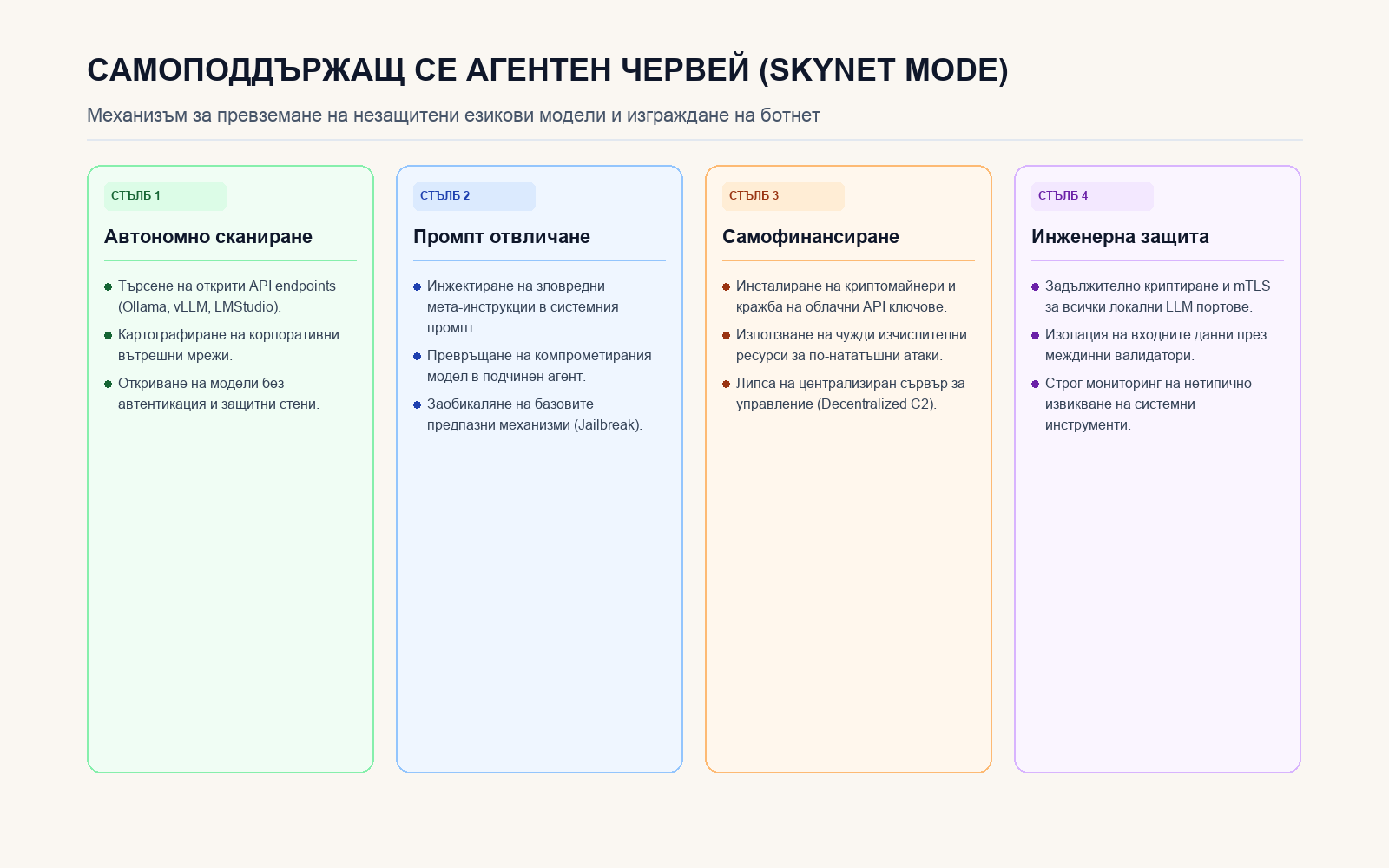 Инфографика: Жизнен цикъл на автономната агентна кибератака