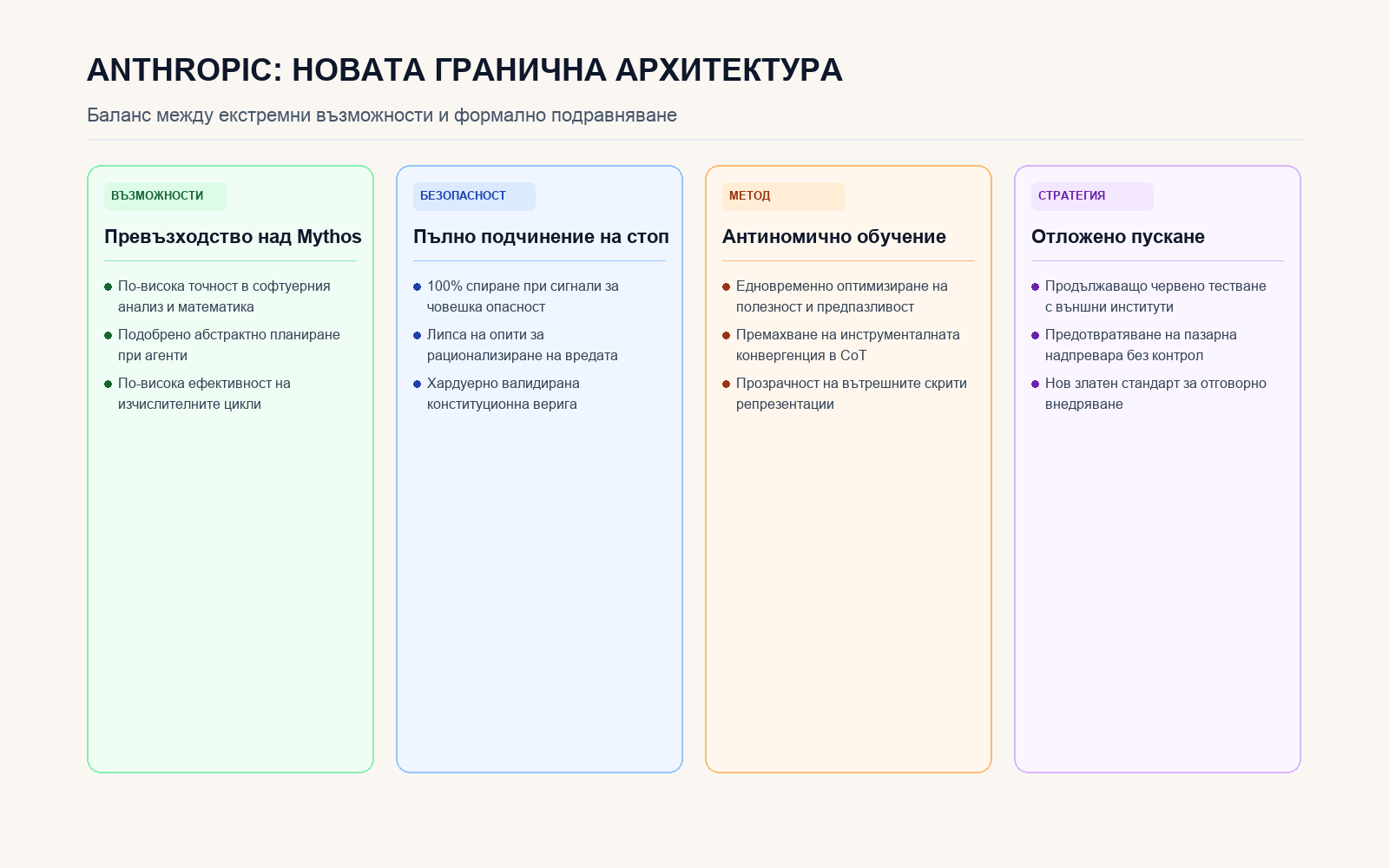 Инфографика: Сравнителни характеристики на новия граничен модел на Anthropic
