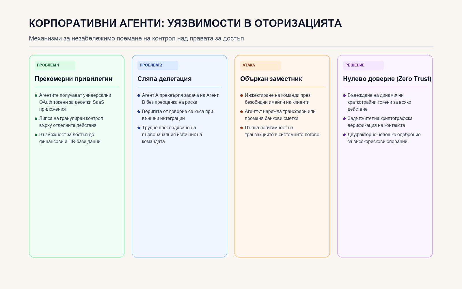 Инфографика: Стълбове на сигурната агентна оторизация