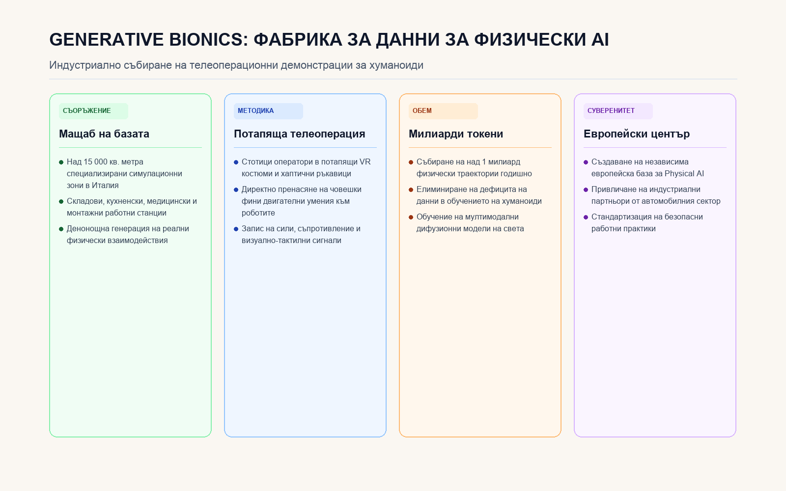 Инфографика: Структура на италианската фабрика за физически AI данни