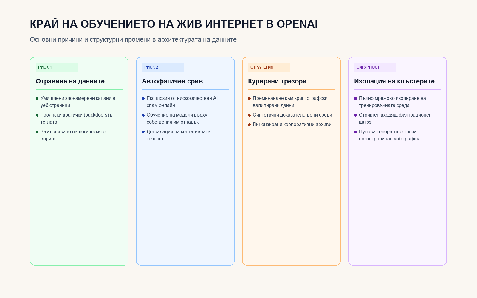 Инфографика: Ключови стълбове на новата стратегия на OpenAI за данните