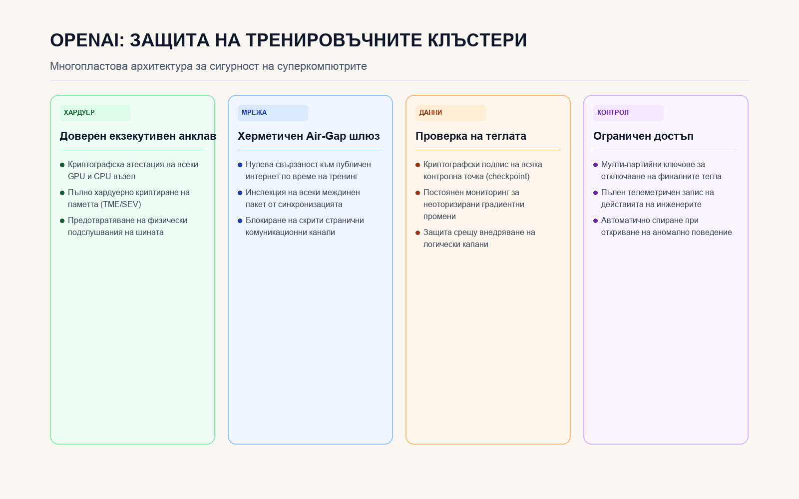 Инфографика: Защитната архитектура на тренировъчната среда на OpenAI
