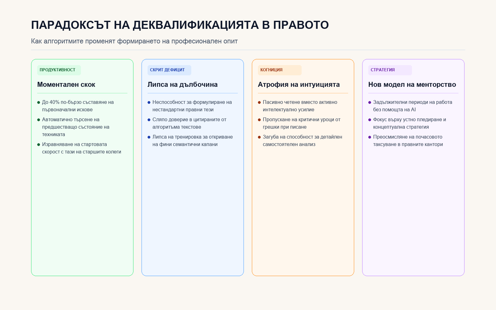 Инфографика: Парадоксът на деквалификацията в правото